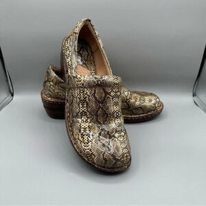 Boc Born Peggy Snakeskin Print Comfort Clog Shoes Brown Faux Leather Women 10